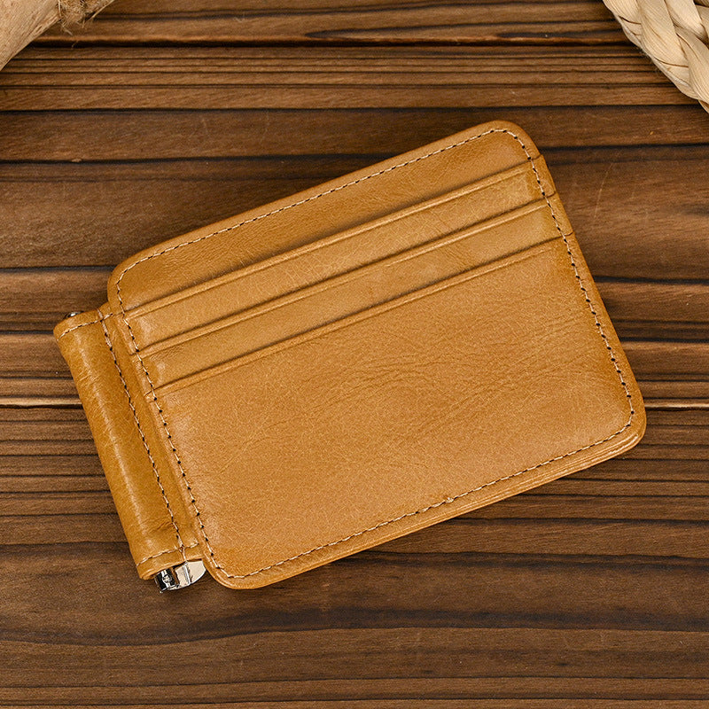 Men's Clip Genuine Leather Retro Clamp First Layer Men's Wallet