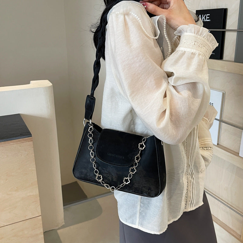 Women's Solid Color Fashion Texture Simple Western Style Korean Flower Small Square Bags