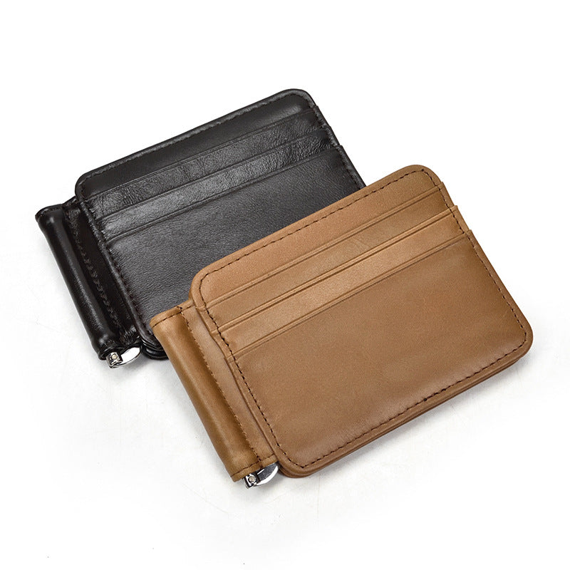 Men's Genuine Leather Retro Clamp First Layer Men's Wallets