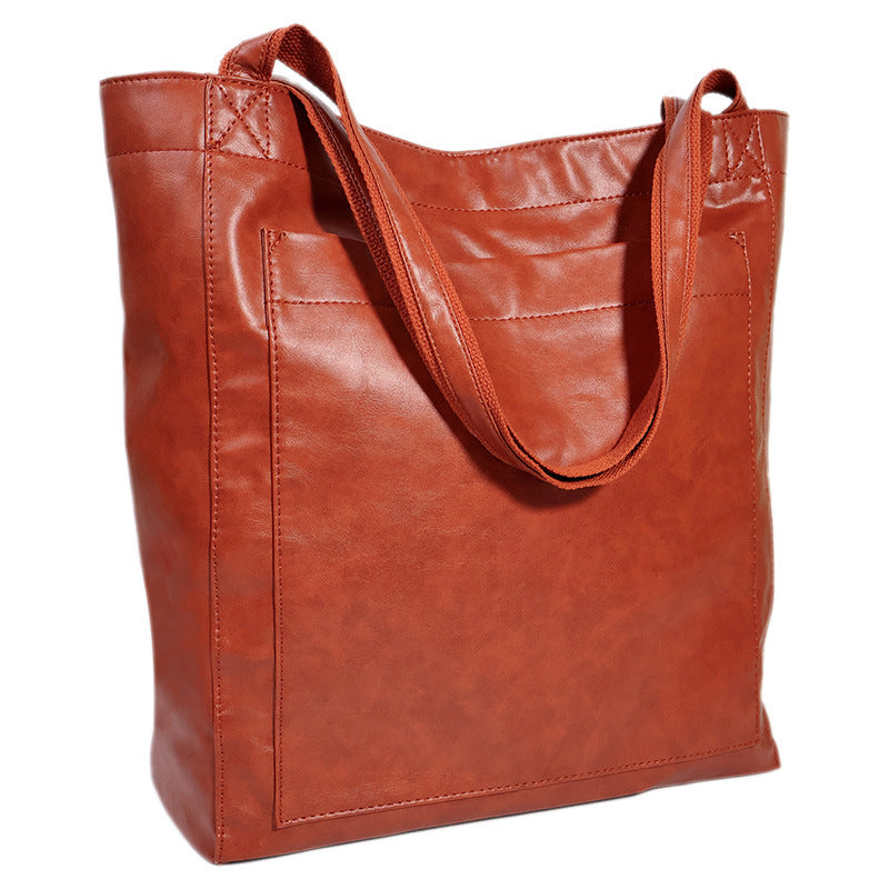 Leather Color Large Capacity Totes Retro Tote Bags