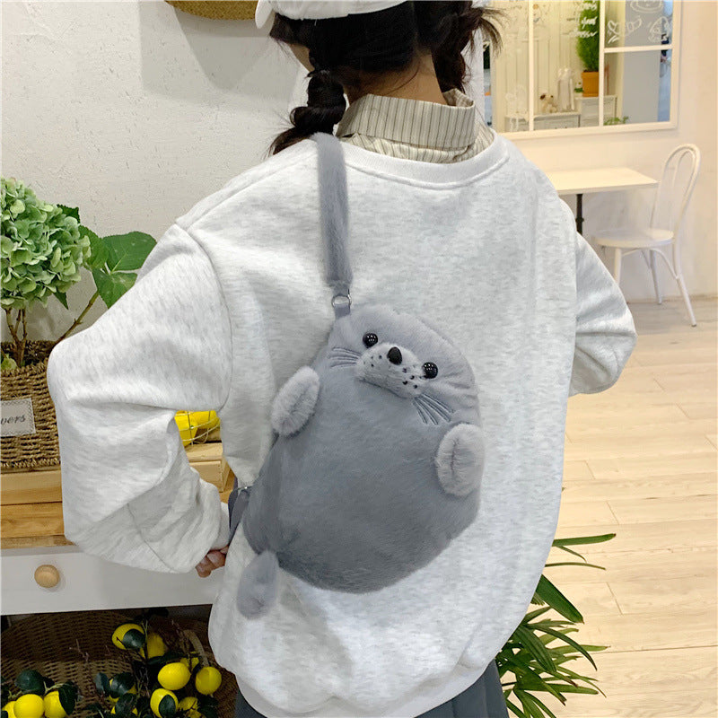 Women's Winter Seal Plush Toy Doll Bags