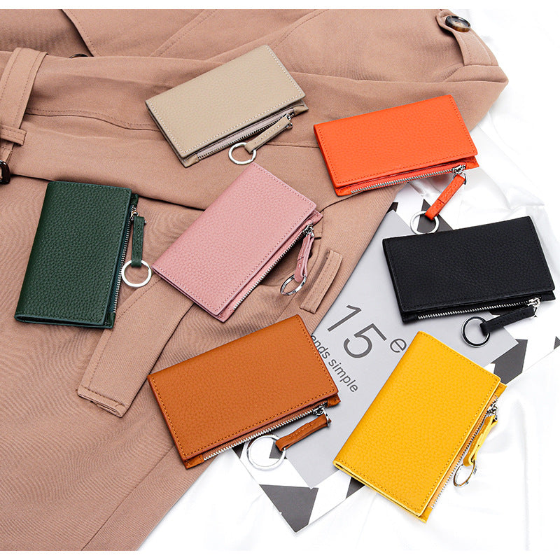 Women's Pure Cowhide Short Versatile Multiple Slots Coin Purses