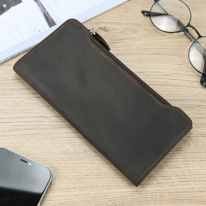 Men's Vintage Crazy Horse Leather First Layer Cowhide Men's Wallet