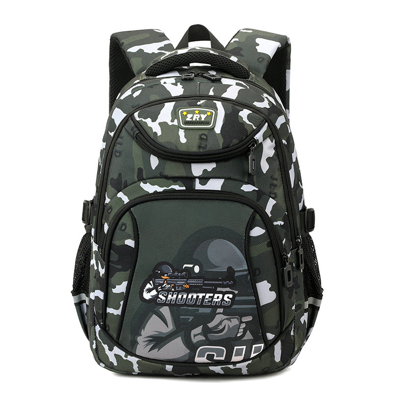 Fish Primary Boys Camouflage Large Capacity Elementary School Students' Schoolbags