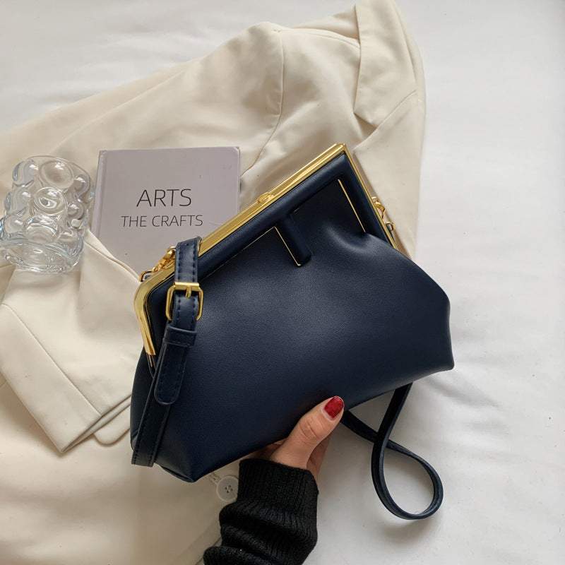 Women's Metal Clip Mouth Fashion Retro Simple Crossbody Bags
