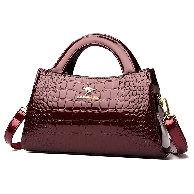 Women's Kangaroo Classic Patent Leather Crocodile Pattern Handbags