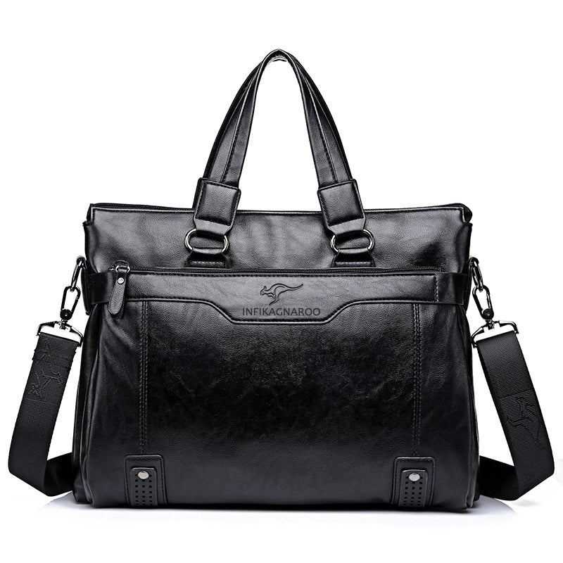 Men's Leather Horizontal Large Capacity Business Document Bags