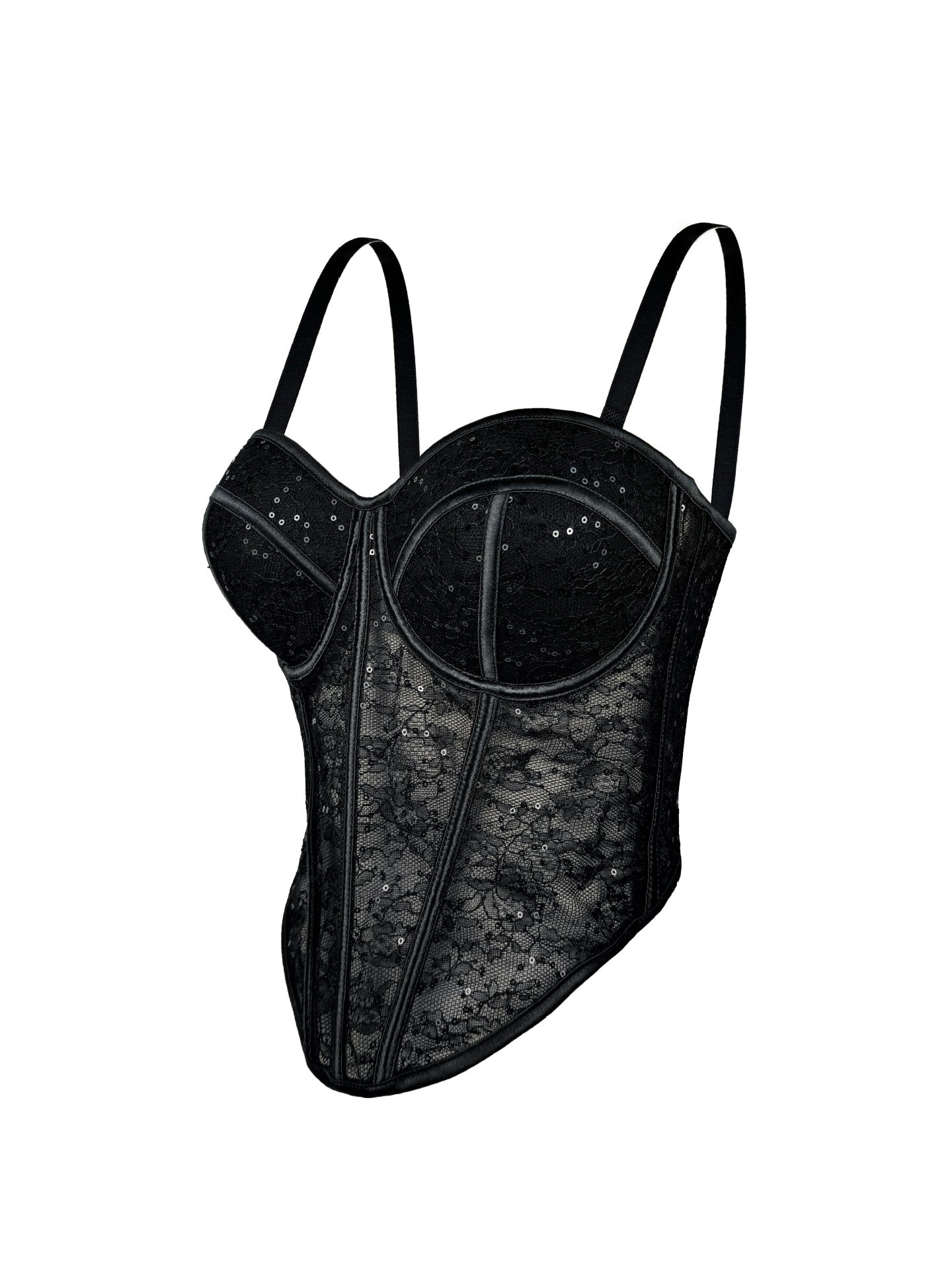 Mesh Low-cut Contrast Color Cinched Waist Breathable Body Tops