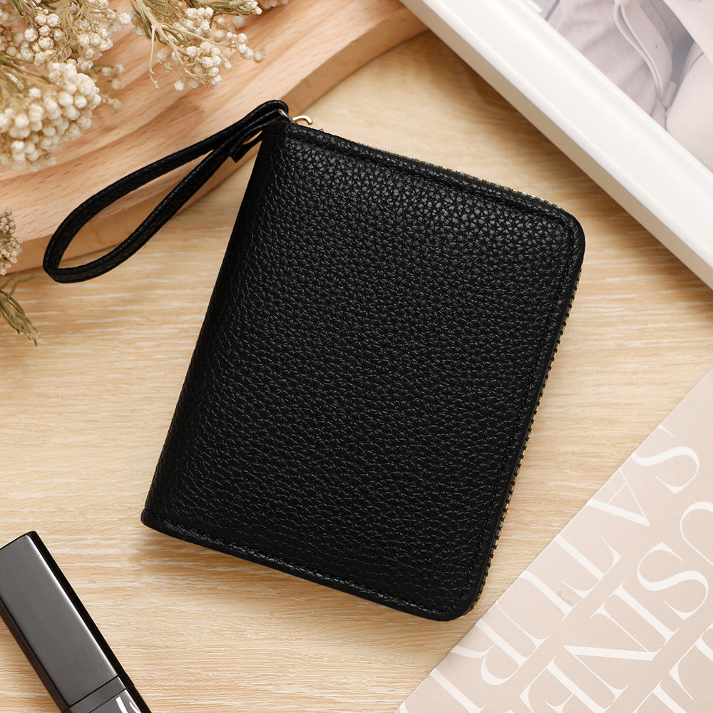 Women's Solid Color Lychee Pattern Large Capacity Ladies Wallet