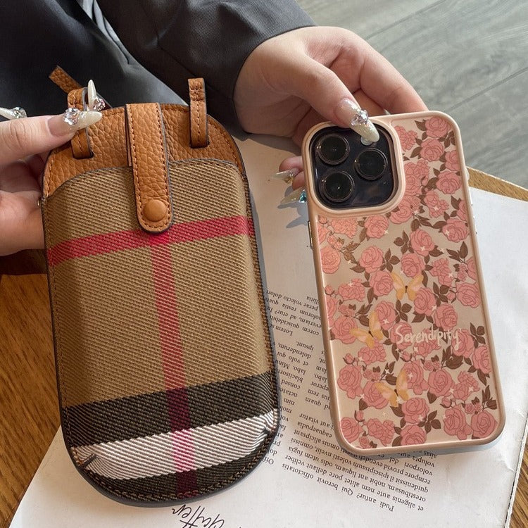 Mobile Light Luxury Genuine Leather Classic Lightweight Clamp Bags