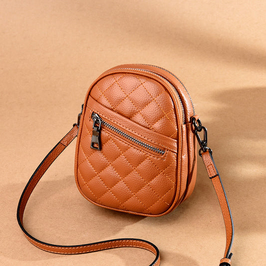 Women's Leather Packet Rhombus Mobile Ornaments Vertical Crossbody Bags