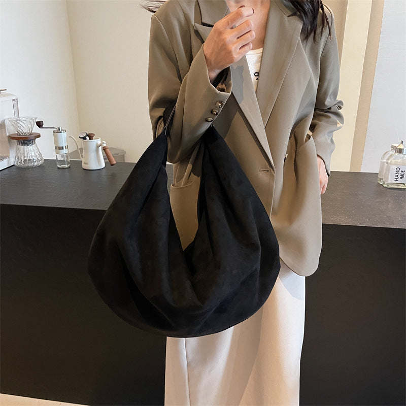 Women's Loose Large Capacity Commuter Suede Shoulder Bags