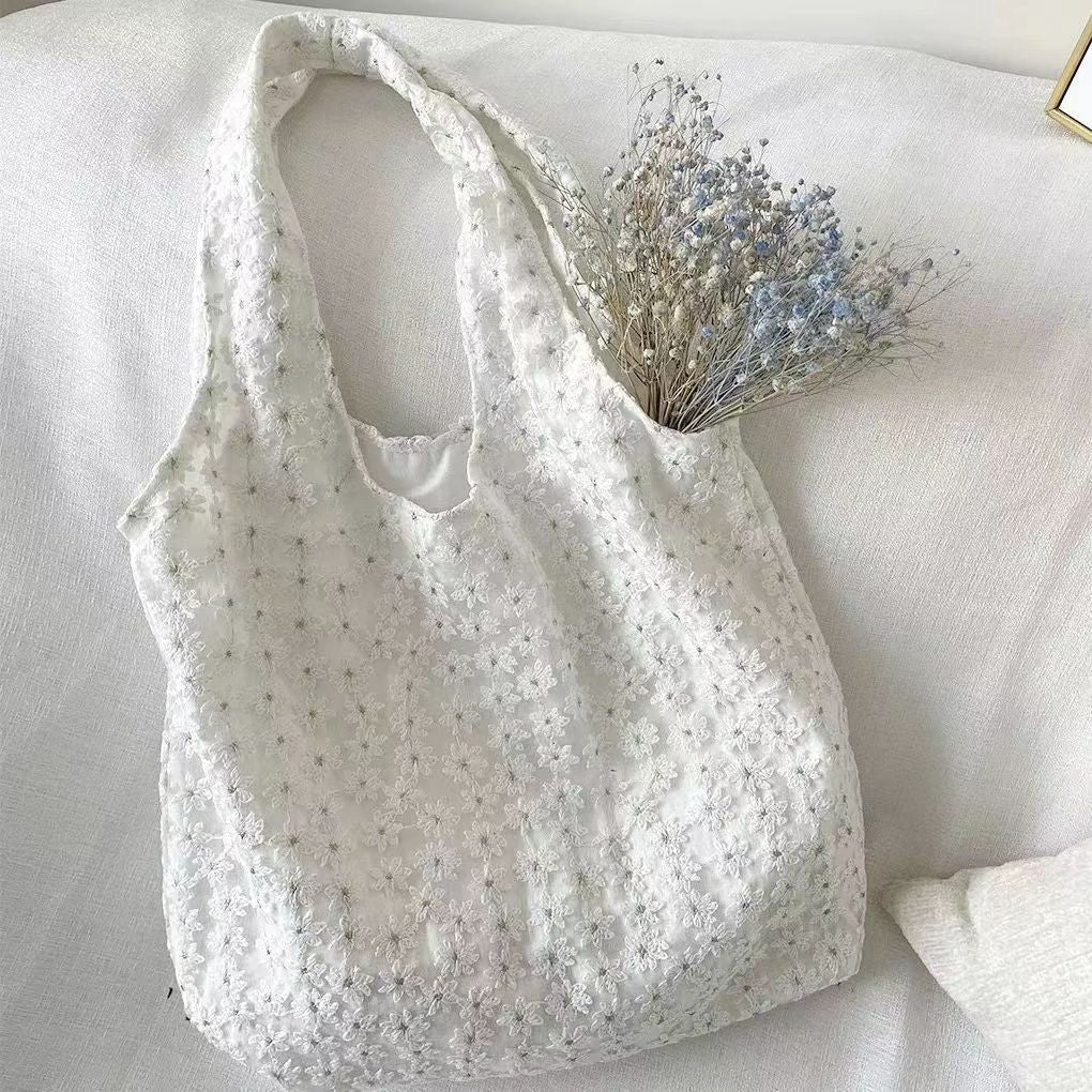 Mesh Flower Summer Large Capacity Female Fairy Style Three-dimensional Bags