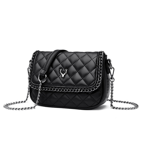 Spring Rhombus Embroidery Chain Soft Leather Shoulder Bags