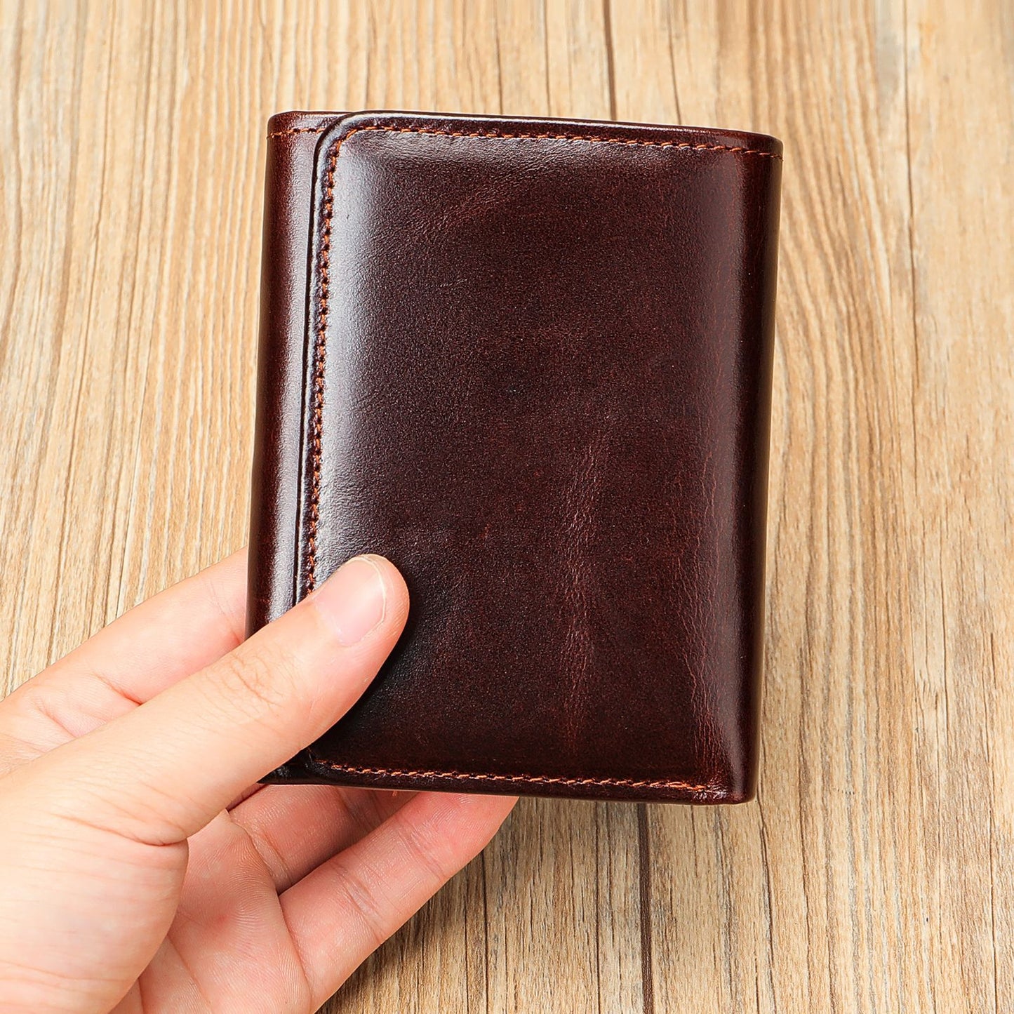 Men's First Layer Cowhide Swiping Short Horizontal Genuine Men's Wallets