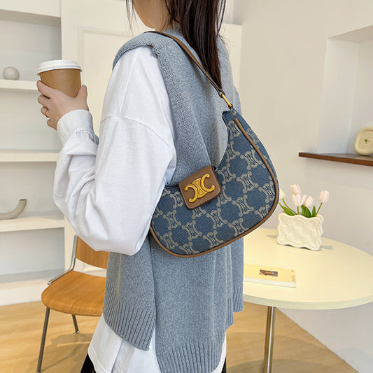 Arc Denim Underarm Selenodont Retro Crescent-shaped Bags
