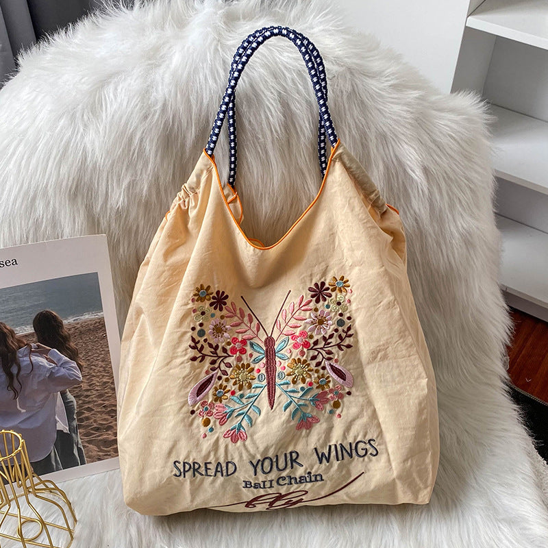 Environmental Protection Embroidery Shopping Nylon Cloth Women's Handbag