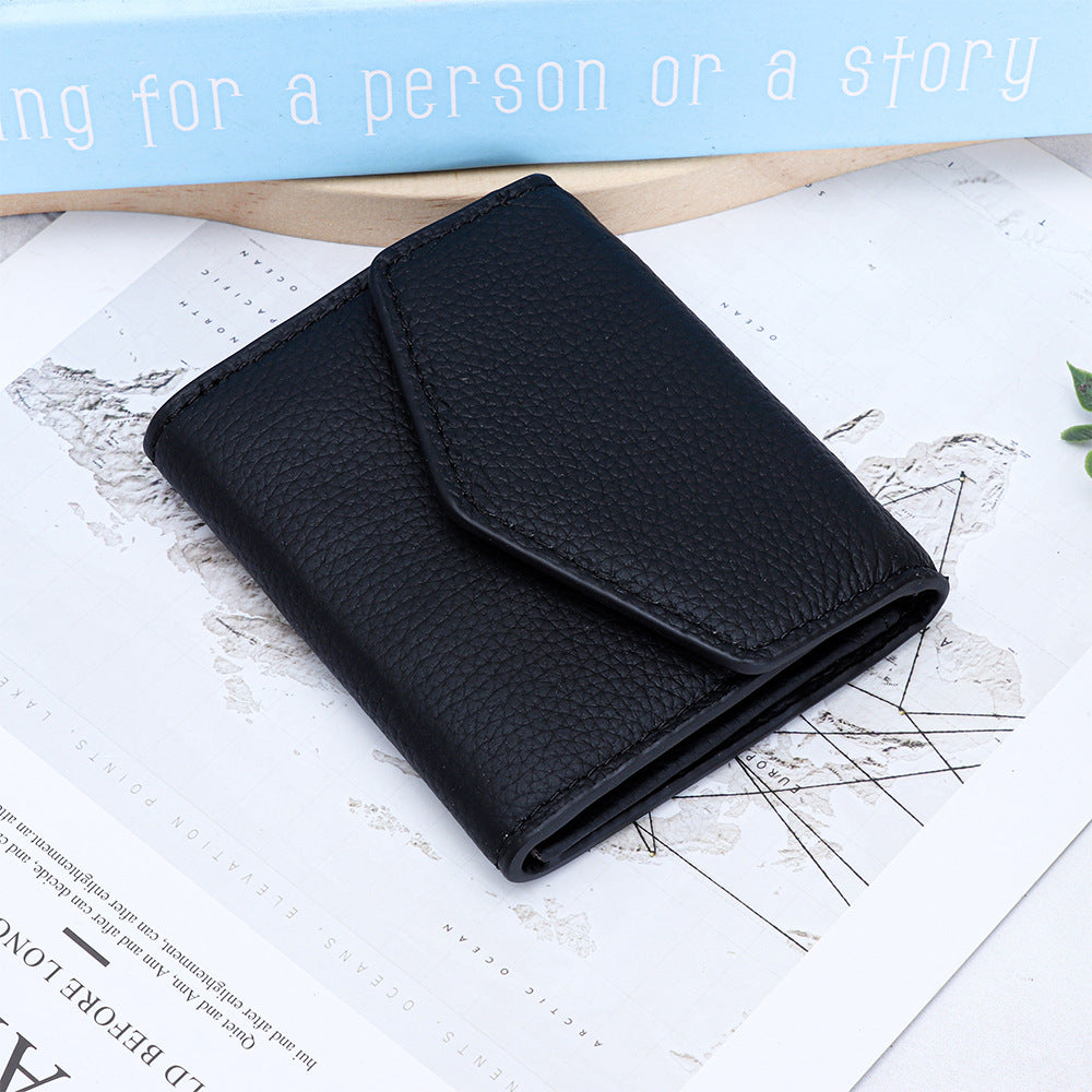 Versatile Women's Leather Short Folding Storage Ladies Wallet