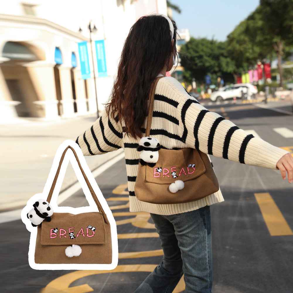 Women's Korean Style Corduroy Canvas Retro Fashion Armpit Bags