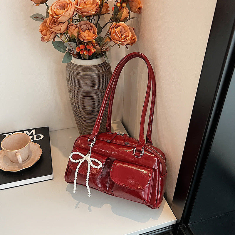 Niche Retro Underarm Double Pocket Stitching Bags