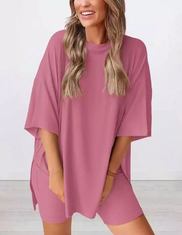 Loose Fashion Solid Color Casual Short-sleeved Suits