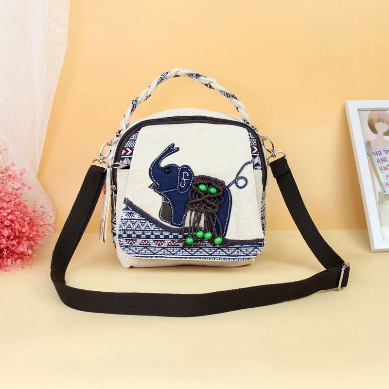 Elephant Ethnic Style Portable Fabric Leisure Crossbody Bags