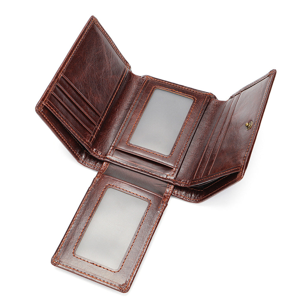 Men's American Gold Clip Swiping Multiple Slots Short Men's Wallets