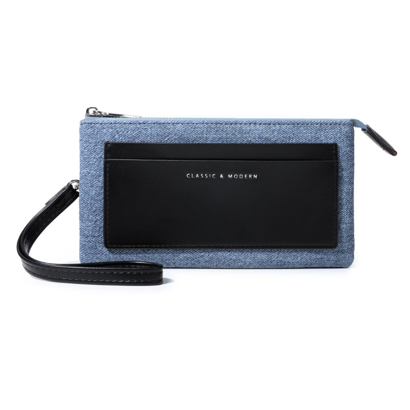 Durable Versatile Fashion Denim Texture Zipper Ladies Wallet