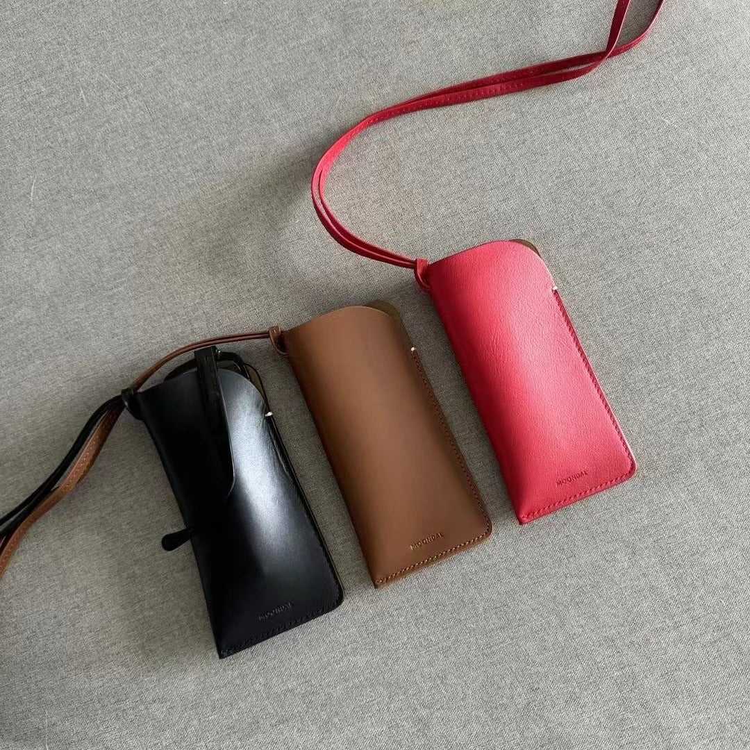 Leather Lanyard Glasses French Sunglasses Halter Small Square Bags