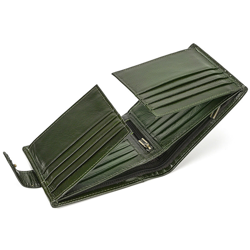 Multiple Slots First Layer Cowhide Oily Bags