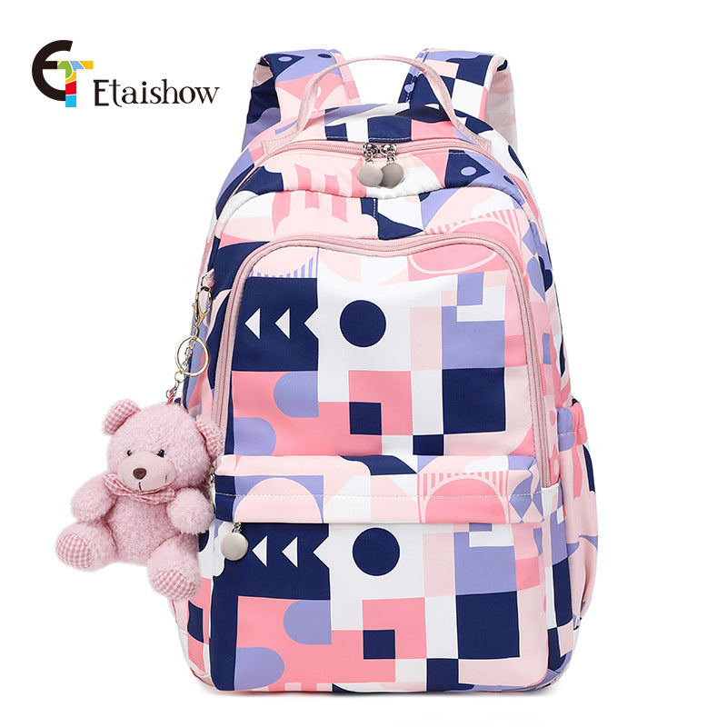 Women's For Junior Cute Cat Print Large Backpacks