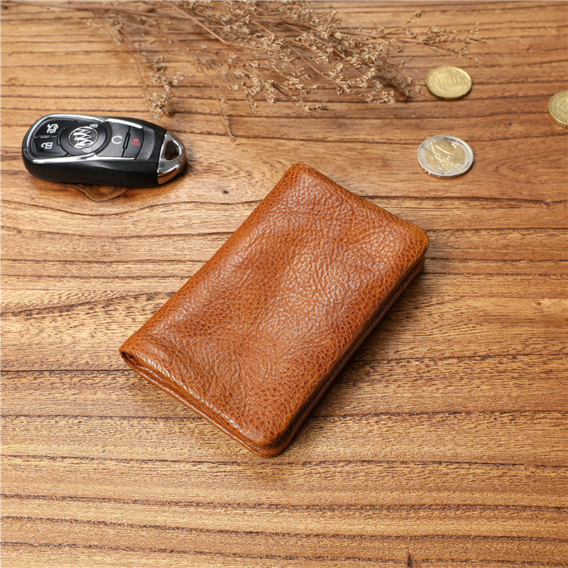 Men's Retro Vegetable Tanned Leather Cowhide Short Men's Wallets