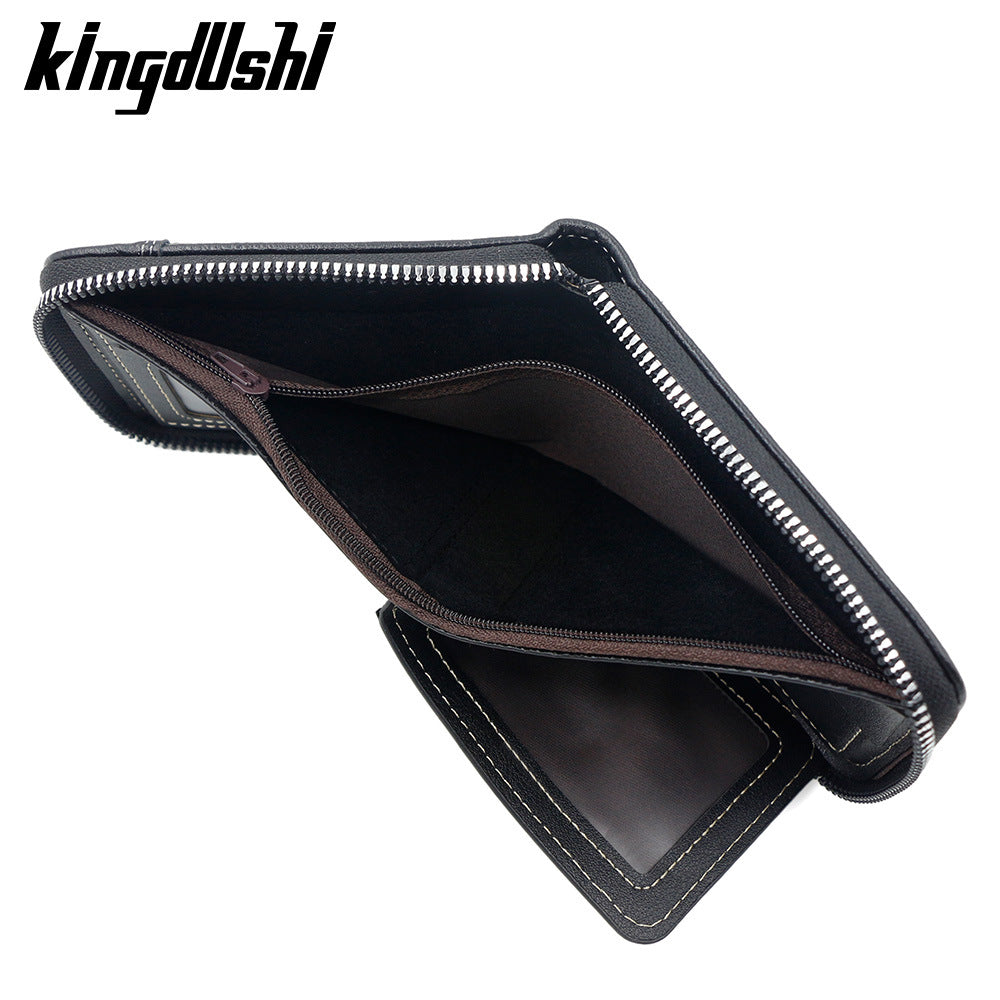 Men's Short Vintage Patchwork Chain Zipper Men's Wallet