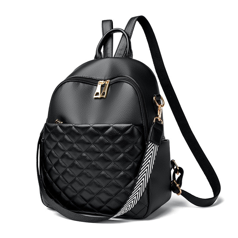 Rhombus Soft Leather Simple Large Capacity Backpacks