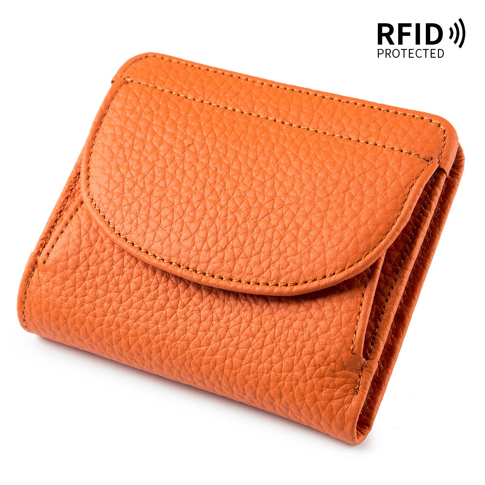 Mini Folding Simple Genuine Leather Female Ladies Wallets