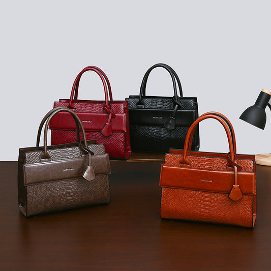 Women's Urban Simple Crocodile Pattern Embossed Portable Handbags