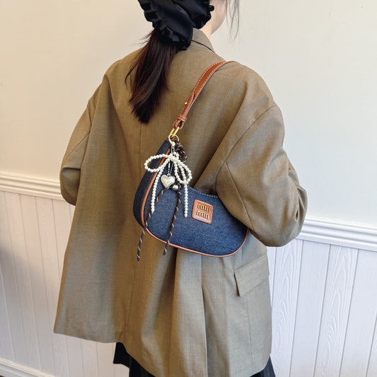 Women's Denim Crescent-shaped Underarm Fashion Selenodont Armpit Bags