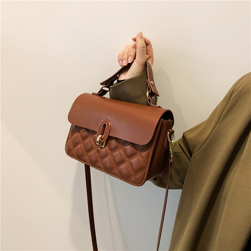 Women's Chocolate Textured Genuine Leather Commuter South Crossbody Bags