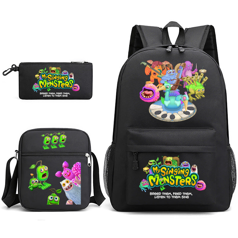 Game Monster Concert Pencil Three-piece Set Backpacks