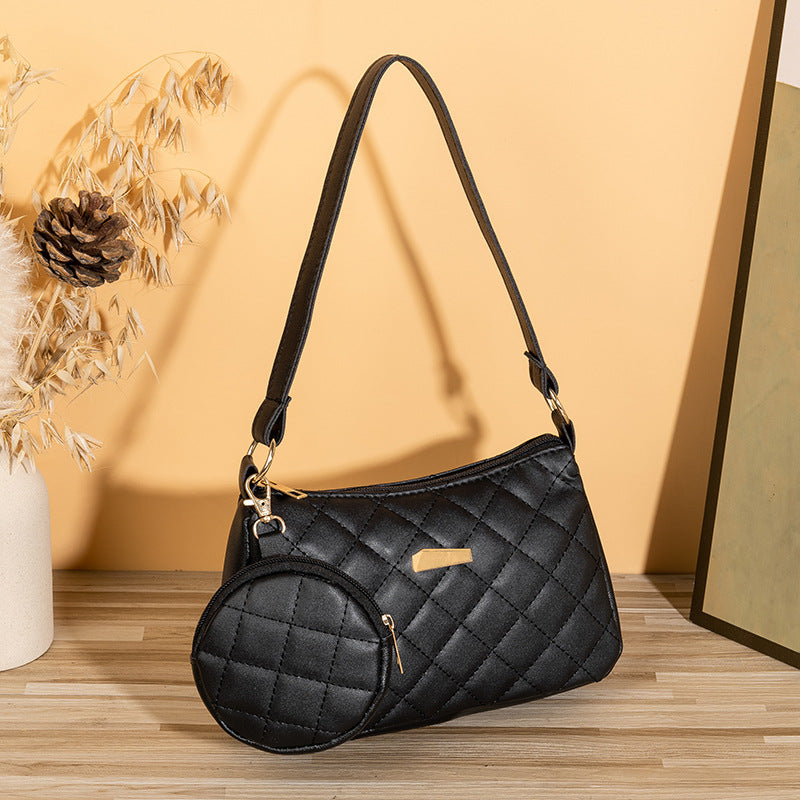 Set Trendy Diamond Pattern Textured Mother Live Bags