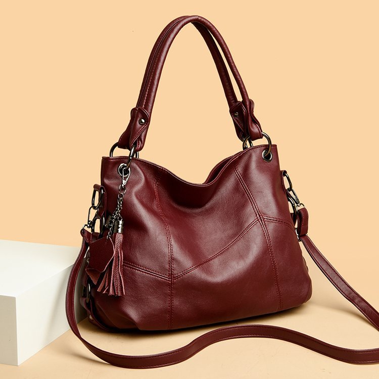 Women's Large Polyester Retro Fashion Stitching Tassel Shoulder Bags