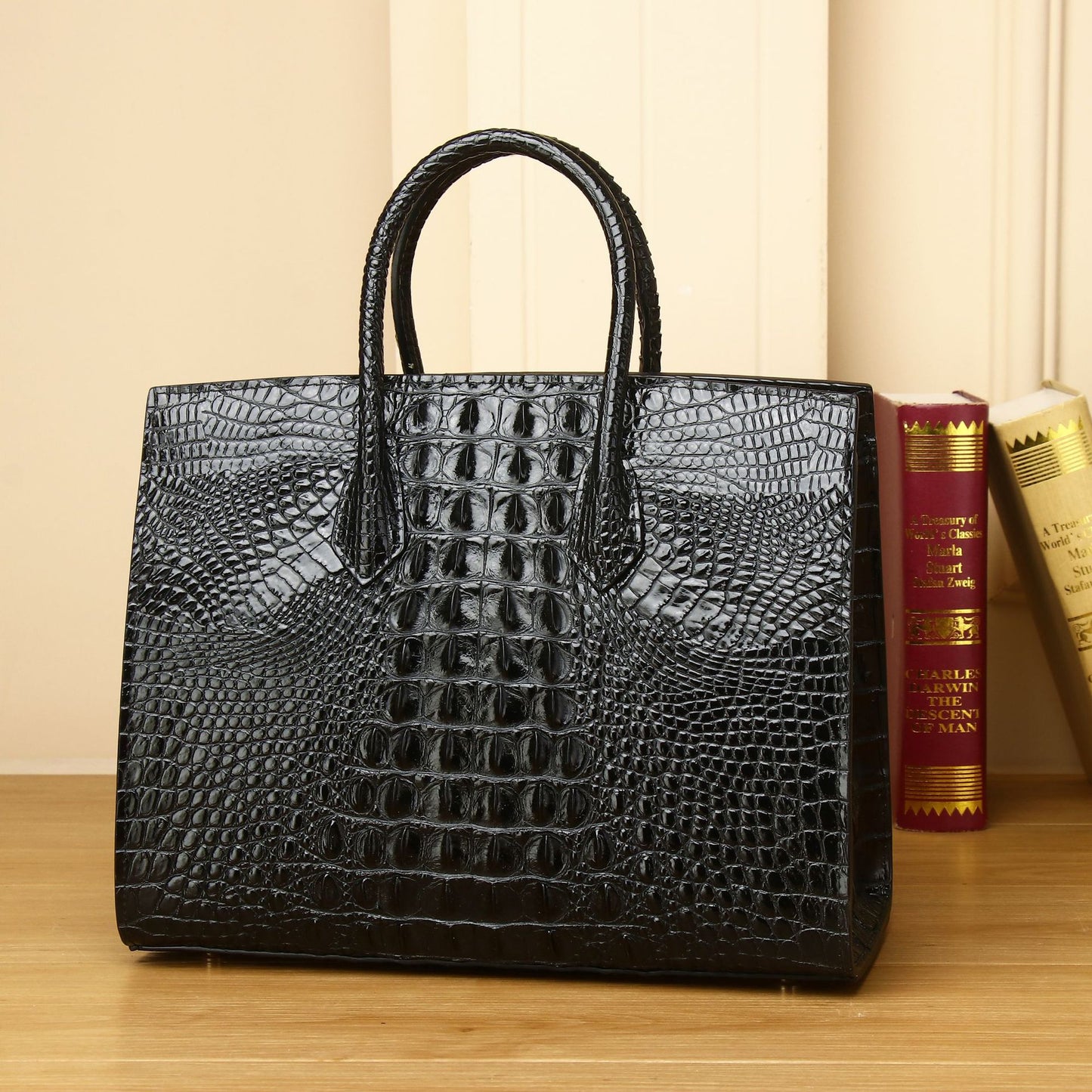 Women's Crocodile Leather Genuine Fashion Big Versatile Handbags