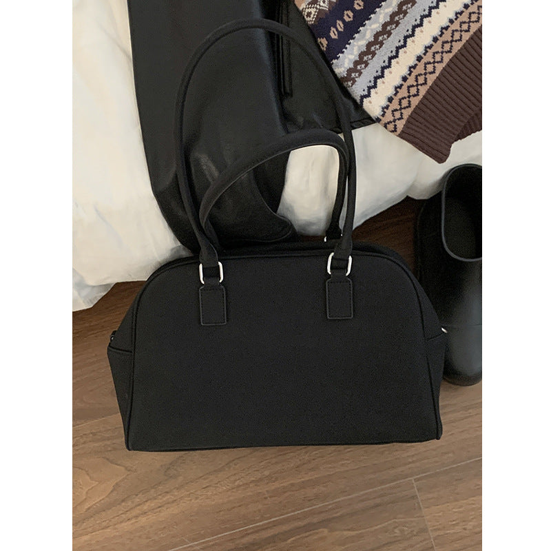 Women's Design Portable Commuter Suede Bowling Large Armpit Bags