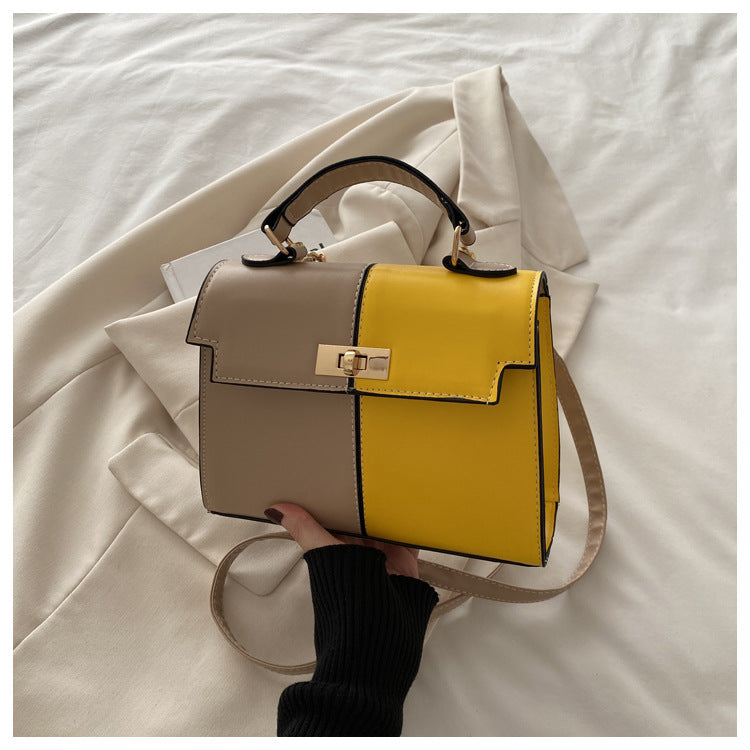 Women's Style Contrast Color Large Capacity Spring Fashion Stitching Texture Women's Shoulder Bag