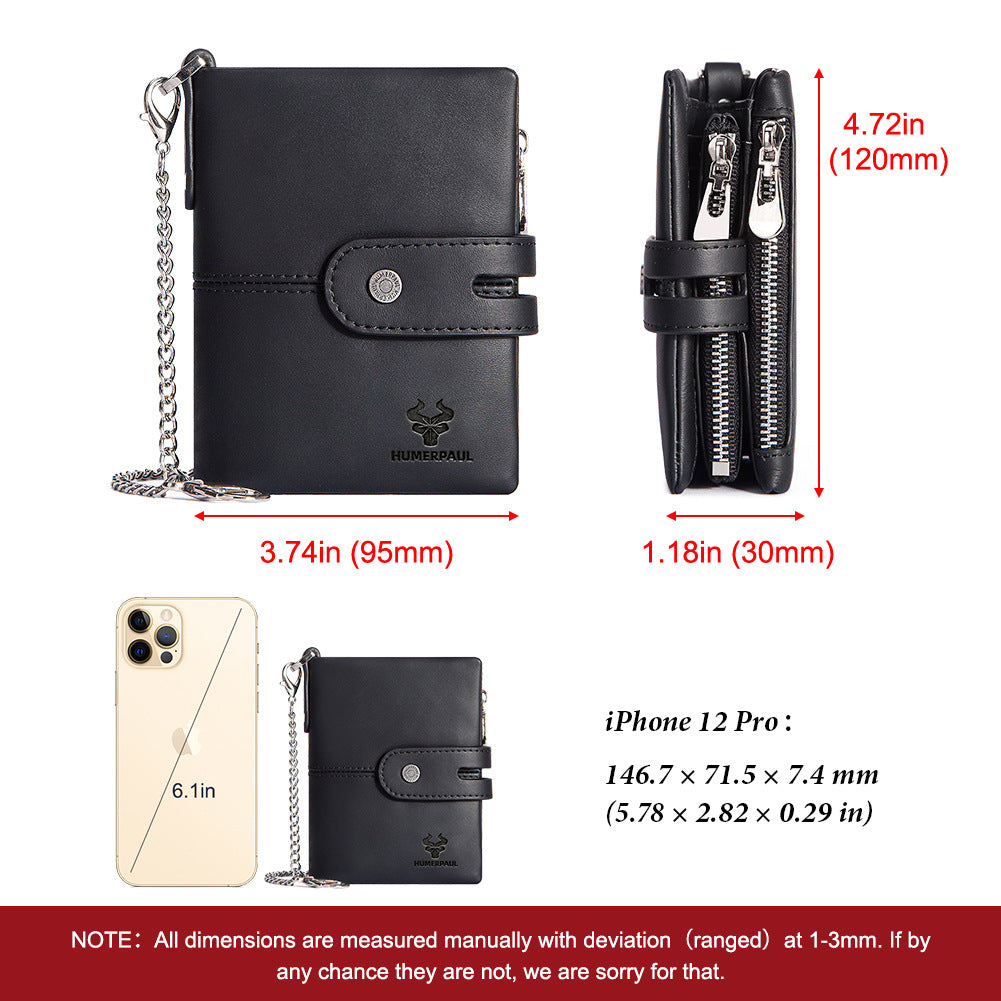 Swiping Zipper Hasp Multiple Slots First Men's Wallets