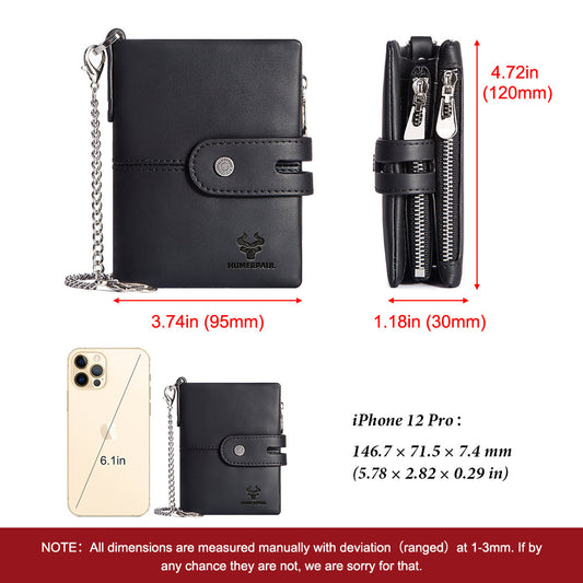 Swiping Zipper Hasp Multiple Slots First Men's Wallets