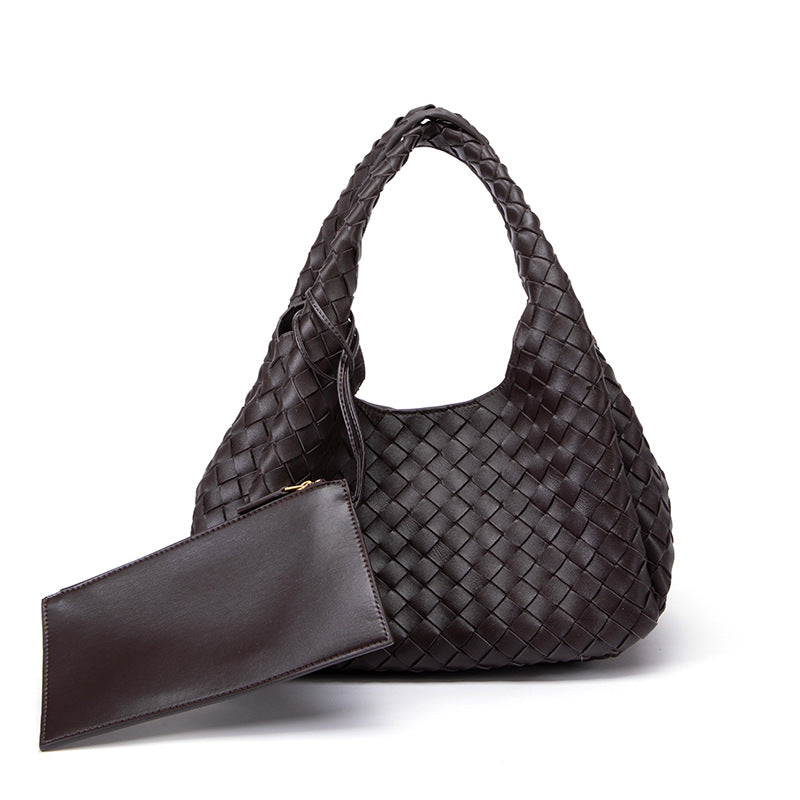 Women's Trendy Sheepskin Handmade Double-sided Woven Hand-held Women's Handbag
