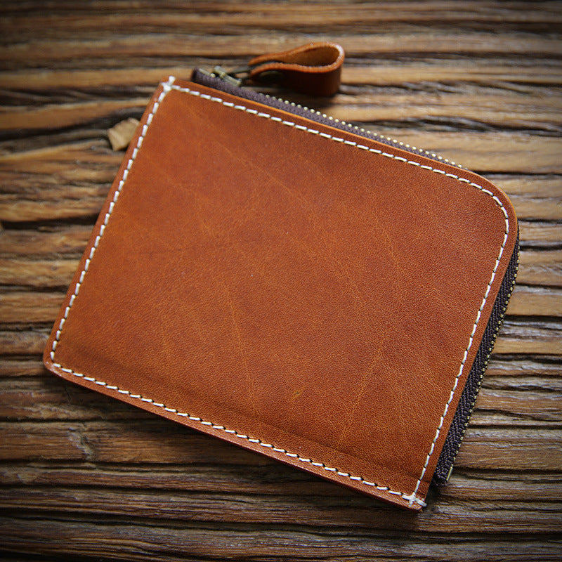 Men's Handmade Vintage Short Genuine Leather First Men's Wallets