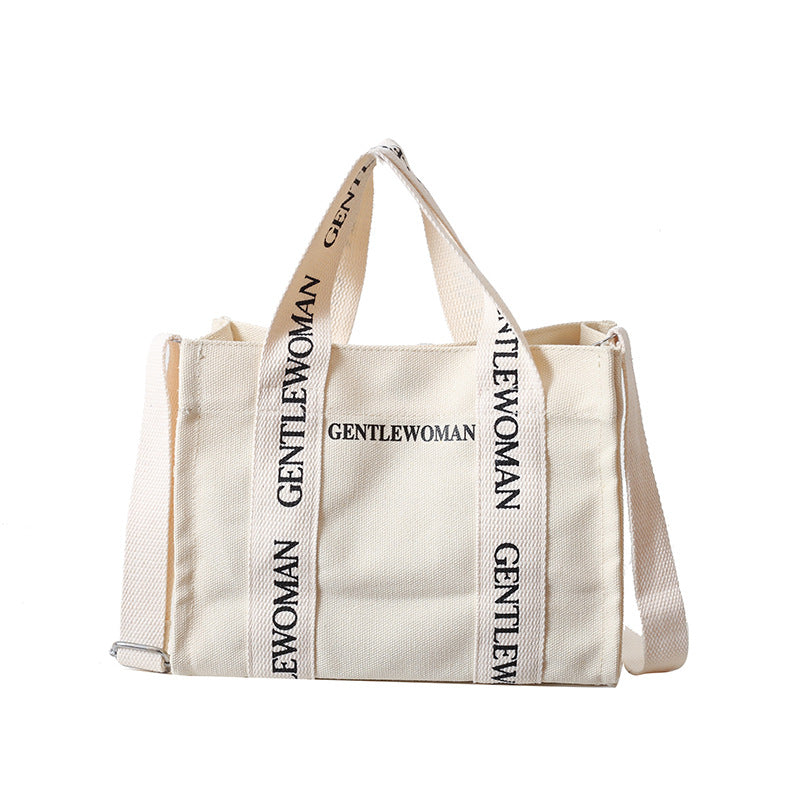 Women's Portable Letter Canvas Large Capacity Niche Texture Bags