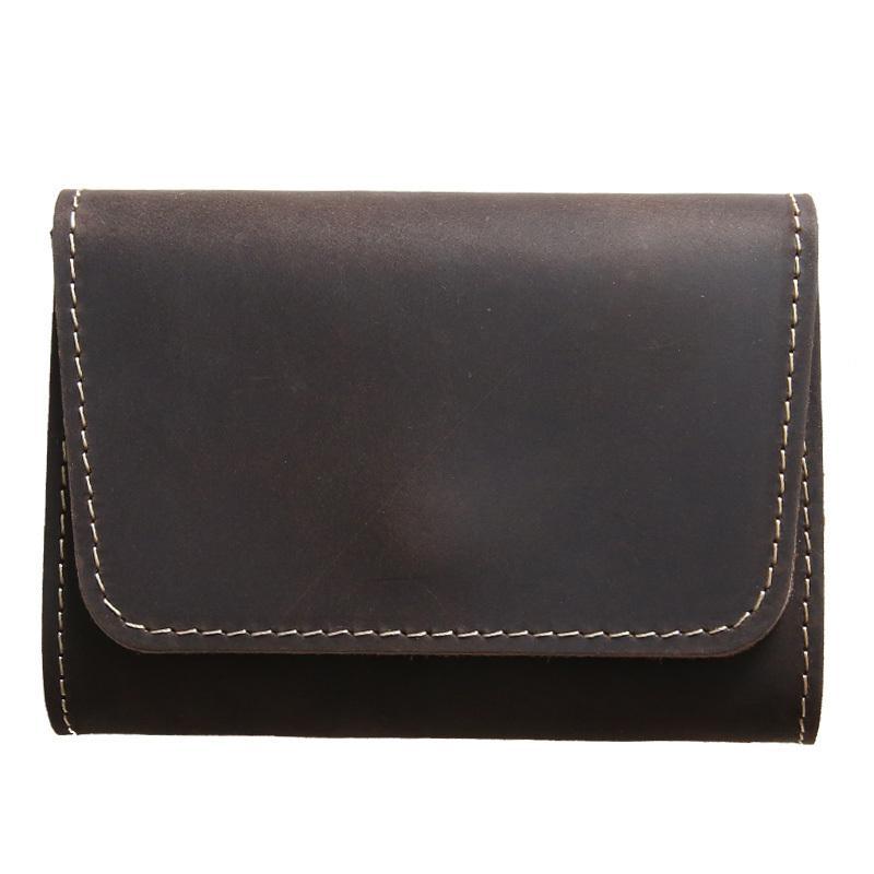 Men's Retro First Layer Cowhide Short Green Bags